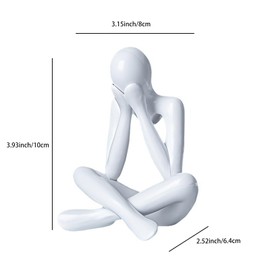 Toguma Small Collectible Figurines Abstract Sculpture Statue Desktop Decor Office Shelf Decoration for Home Living Room (White)