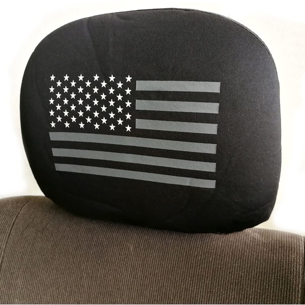 New Interchangeable Car Seat Headrest Covers Universal Fit for Cars Vans Trucks-Sold by a Pairs (American Flag)