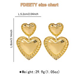 XFSRG Golden/Silver Heart Earrings for Women Hanging Earrings Pendant Earrings Jewellery Small Earrings Hanging Women's Jewellery Gifts, Zinc