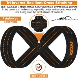 RDX Lifting Straps Strength Training Bodybuilding, Figure 8 Deadlift Weightlifting Wrist Protection Handle, Padded Powerlifting Fitness Weight Lifting Straps, Women Men Deadlift Pull Up Grip
