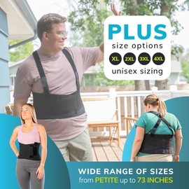 BraceAbility Work Back Brace - Industrial Lower Back Pain Protection Belt for Men and Women in Construction, Moving, Warehouse Jobs - Removable Suspender Shoulder Straps for Heavy Lifting Safety (XL)