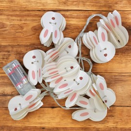 MIJOMA LED-Lichterkette 2,7m – Batteriebetrieben mit 10 warmweißen LEDs & 3D-Papierfiguren – Stimmungsvolle Frühlings- & Osterdeko mit Timer-Funktion (Osterhase)