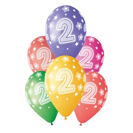 Assorted Colour Cosmic Stars Age Latex Balloons 33cm / 13 in - Pack of 6 (Age 2, 33cm / 13 in)