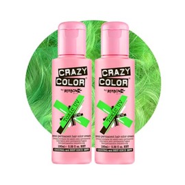 Crazy Color Vibrant Toxic UV Semi-Permanent Duo Hair Dye. Highly Pigmented Neon Green Conditioning & Oil Nourishing Vegan Formula | No Bleach or Ammonia | 200ml