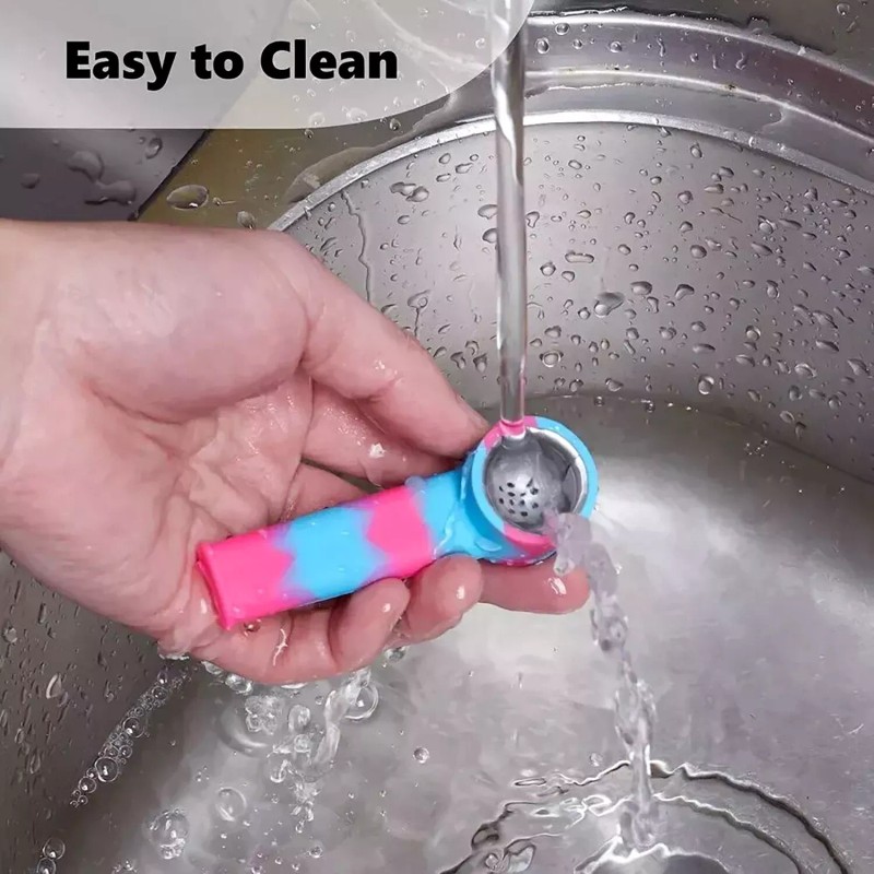 Unbranded 5PCS 3.4'' Mini Silicone Smoking Hand Pipe with Metal