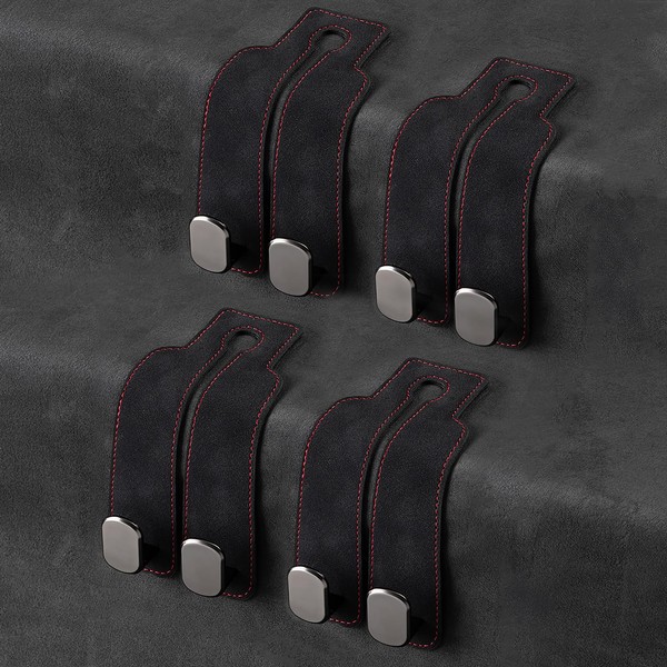 Car Seat Hooks for Headrest, Leather Car Seat Headrest Double
