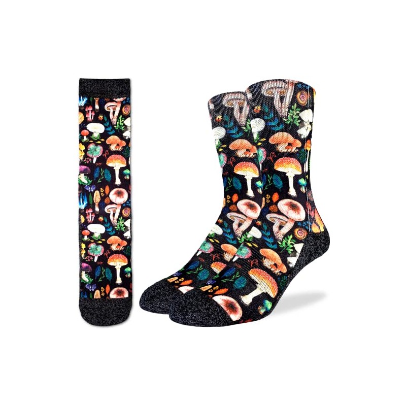 Good Luck Sock Men's Mushrooms Socks, Adult, Shoe Size 8-13