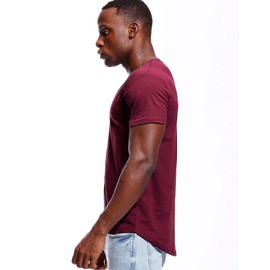 Deep V Neck T Shirt for Men Low Cut Vneck Invisible Tee Vee Top Burgundy Red XL