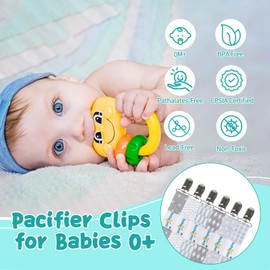 Babygoal Metal Pacifier Clips for Boys, 6 Pack Pacifier Holder Fits Most Pacifier Styles &Teething Toys and Pacifier Clips for Boys And Girls 6MP09-CA