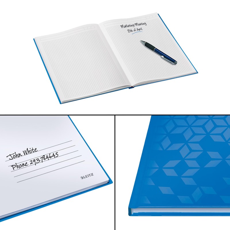 Leitz WOW 46261036 A4 Squared Hardback Notebook 160 Pages 80