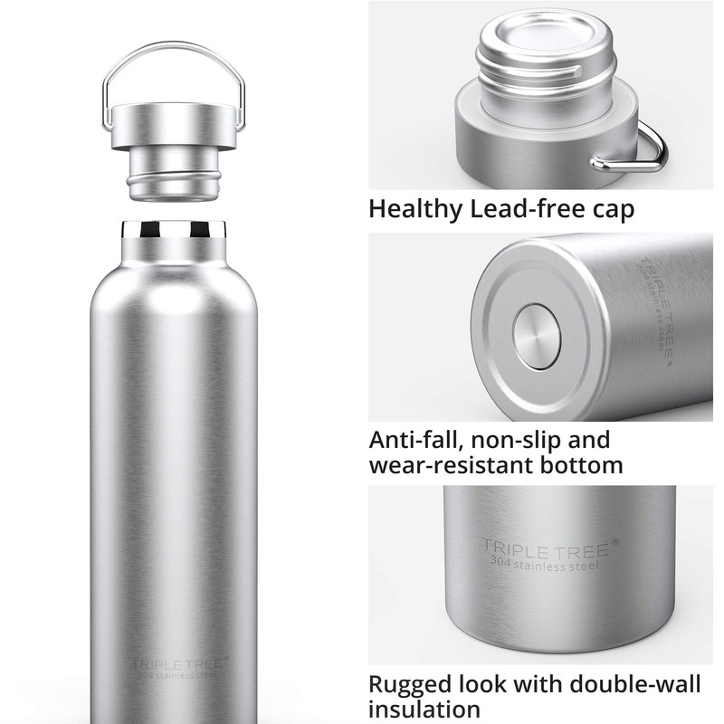 Triple Tree 26OZ Vacuum Insulated Stainless Steel Water Bottle, Double