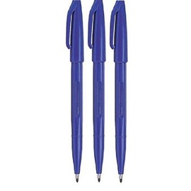 Pentel Blue Original Sign Pen S520 Fibre Tip Marker Pens Colour Fineliner 2mm Nib 1mm Line Width (Pack of 3)