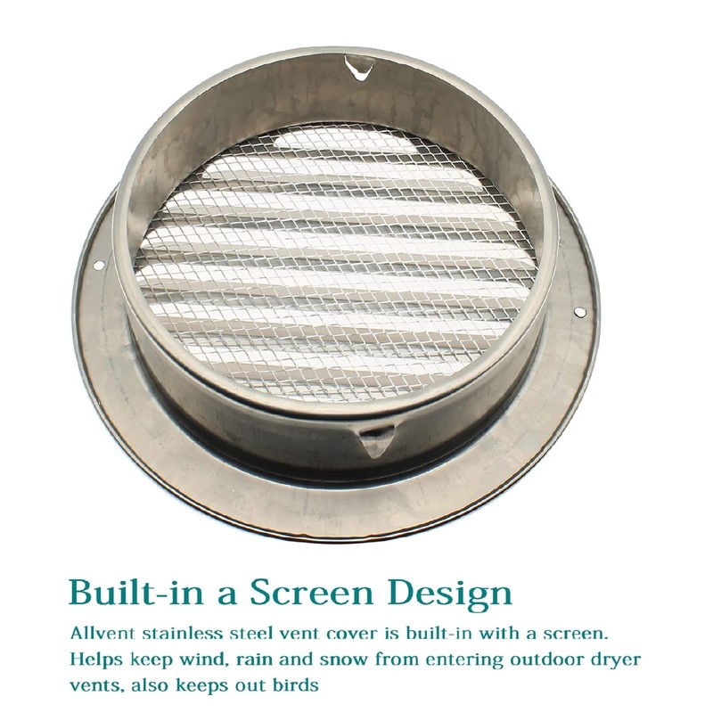 4" Stainless Steel Air Soffit Vents, Allvent Louvered Grille Cover