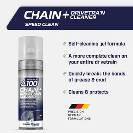 Formula 100 Speed Clean Bike Chain + Drivetrain Degreaser – Spray Cleaning for Bicycles & Electric Bikes – Quickly Removes Grease, Dirt & Grime