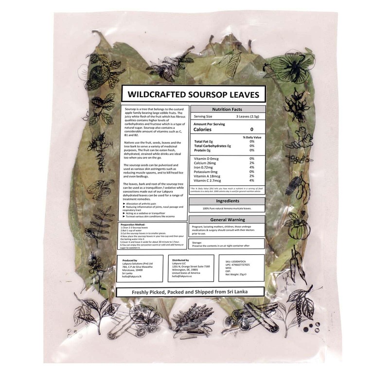 Graviola Tea Company® Wildcrafted Graviola Soursop Leaves (±25 g /