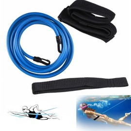 VXMBNB 4 M Cinturon de Entrenamiento Natacion, Correa Fija para natación, Cuerda elástica + cinturón de natación + Correas + Bolsa de Malla, Equipo de Entrenamiento Adecuado para niños y Adultos