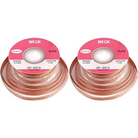 2 PCS Solder Wick Braid, Desoldering Braid with Flux No-Clean Electronic Desoldering Copper Wire, Desoldering Wick Braid Remover, Desolder Soldering 2.5mm