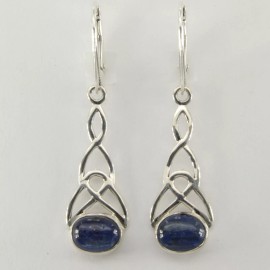 Amber America Blue Celtic KYANITE Earrings 925 STERLING SILVER Genuine Natural  Leverback #3