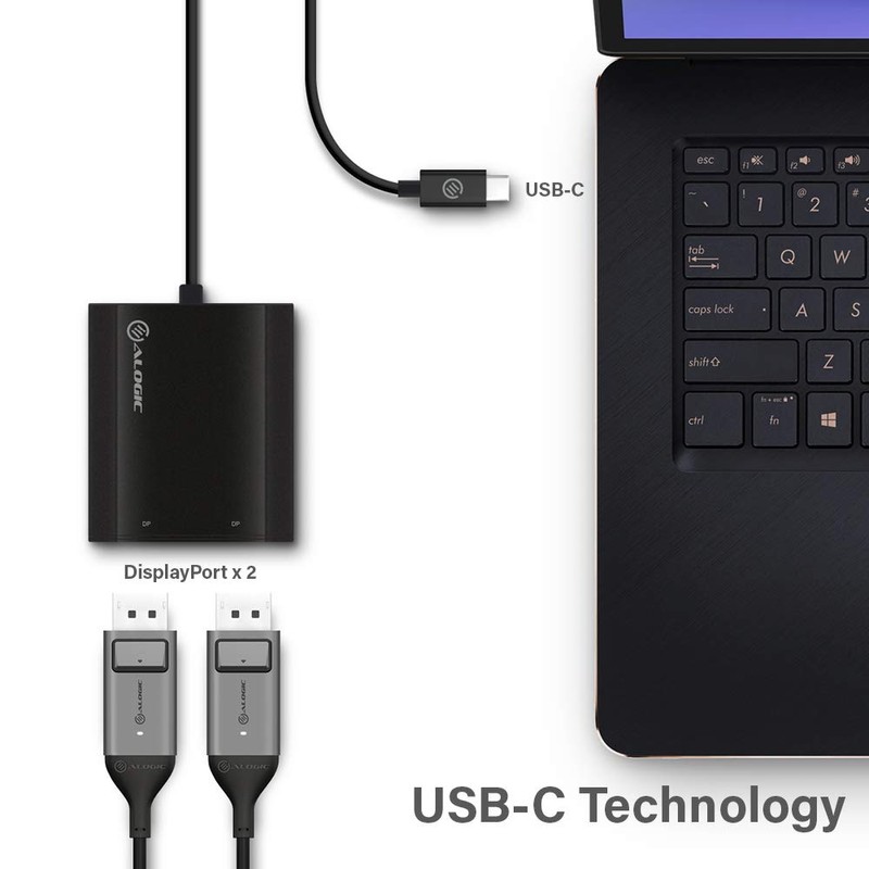 ALOGIC USB-C to Dual DisplayPort Adapter – 4K @30Hz; Compatible