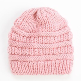KXF Kids Winter Knitted Beanie Hat Stretchy Kids Windproof Warm Winter Hat for Indoor Outdoor Thick Beanie Cap for Girls Boys Unisex Winter Kids Thermal Hat for Running Riding School Pink