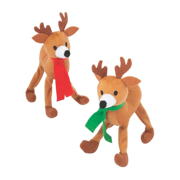 Fun Express Goofy Stuffed Reindeer with Bendable Legs - Toys