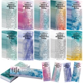 Motiskyy 100 Pcs Spanish Bible Emergency Numbers Bookmark Inspirational Christian Cards Spanish Christian Gifts for Daily Encouragement Church Favors Sunday School Teacher Prizes Gifts(Watercolor)