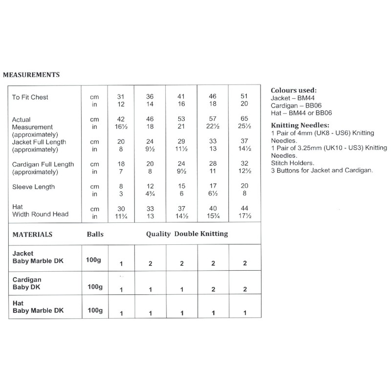 James Brett Double Knit Knitting Pattern Baby Jacket Cardigan &