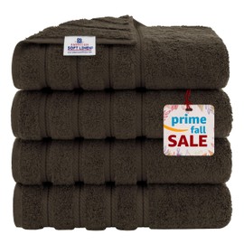 American Soft Linen Luxury 4 Piece Bath Towel Set, 100% Turkish Cotton Bath Towels for Bathroom, 27x54 in Extra Large Bath Towels 4-Pack, Bathroom Shower Towels, Brown Bath Towels