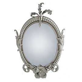 Imported Gifte Depot Polished Metal Wall Mirror with Flower 3D Design 28X18