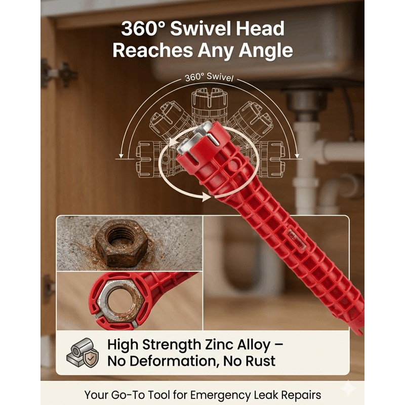 HDWY 8 in 1 Multifunctional Sink Wrench, Faucet and Sink