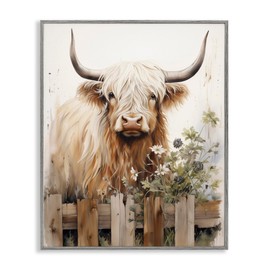 Stupell Industries Cattle & Garden Fence Gray Framed Giclee Wall Art Design by Arlington Prints, 16 x 20