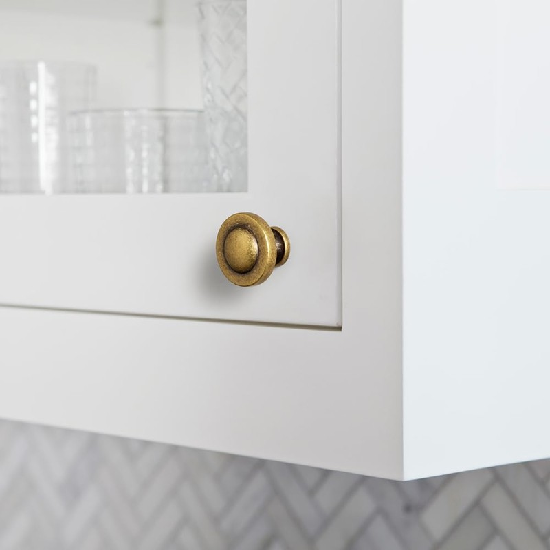 Goo-Ki 6 Pack Antique Brass Domed Cabinet Knobs with Vintage