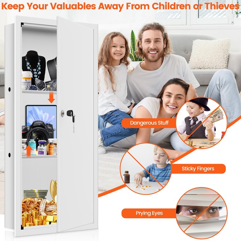 29.53" Tall White Wall Safes Between 16" Studs | 33%