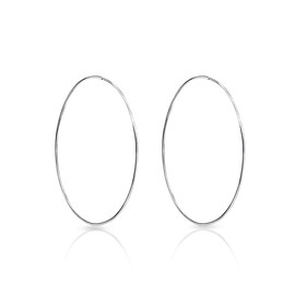 DTPsilver - Women's large hoop earrings - 925 sterling silver - thickness 1.2 mm - diameter 50 mm, Silver, Sterling silver
