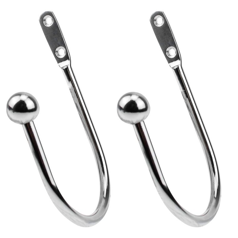 MZMing 2 Pieces Curtain Holdbacks Pair Chrome Tieback Hooks Decorative