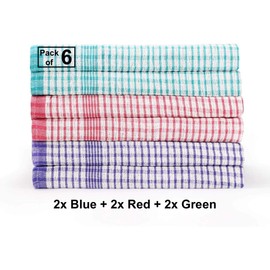 A & B TRADERS Wonderdry Tea Towels Kitchen Mix Pack of 6, Cotton Absorbent Long Lasting Catering Bar Dish Towel (Mix Pack of 6)