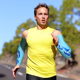 JenPen 4 Pair Arm Sleeves UV Cooling Sun Protection Arm Sleeves Sports Compression for Men to Cover Tattoo(Cool Colors,Medium)