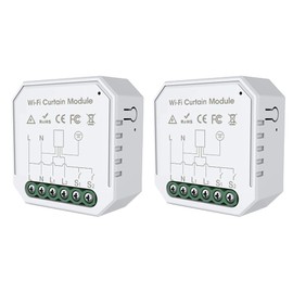 YUNFANG WiFi Intelligent Curtain Switch Module, Compatible with Alexa Google Home, 220V, 2-Way, Automatic, Copper Contact, ABS+PC Material, IP20 Rated, 2 Count