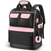LOKASS Pink Tool Bag for Women, Wide-open Tool Backpack with