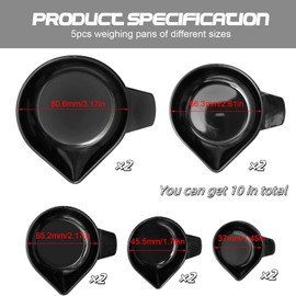 Liyquint 10pcs Powder Pans,Diamond Weighing Pan Electronic Scale Tray Mini Scale Pan Mini Gram Scale Plate，5 Sizes Can Weigh Liquid, Powder, Gems, etc. (Black)