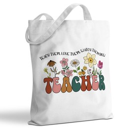 Teacher Appreciation Gifts Wildflower Tote Bag Teacher Gifts for Women Mentor Educator Her Coworker Beach Bag Reusable Grocery Bags Shopping Christmas Birthday Thank You Gifts Teacher Gift
