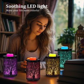 Enaroma Fragrance Electric Wax Melts Warmer with 7 Colors LED Changing Light Metal Tree Scent Oil Candle Burner for Home Decor