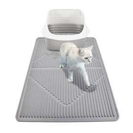 Mofason Rubber Large Cat Litter Mat - Kitty Litter Box mat - Silicone Litter Trapping Catcher Mat - Cat Supplies & Accessories for Indoor Cats (28" x 20")- Grey
