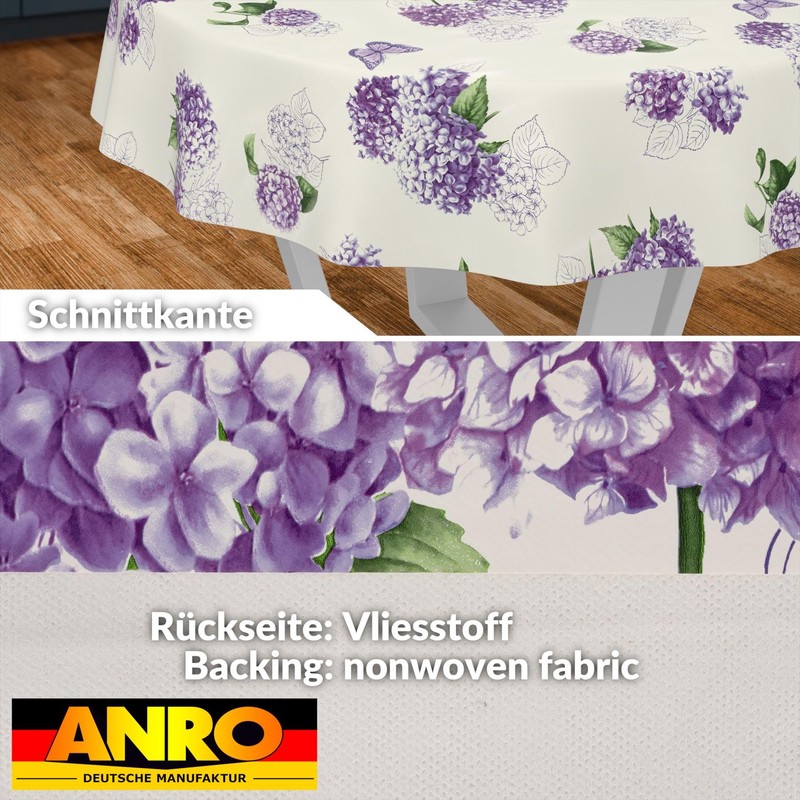 ANRO Oilcloth tablecloth, wax tablecloth, washable garden tablecloth, round, oval,