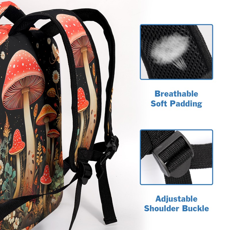 Kwlegh Mushroom Backpack for Boys Girls Cute Bookbags Red Mushroom
