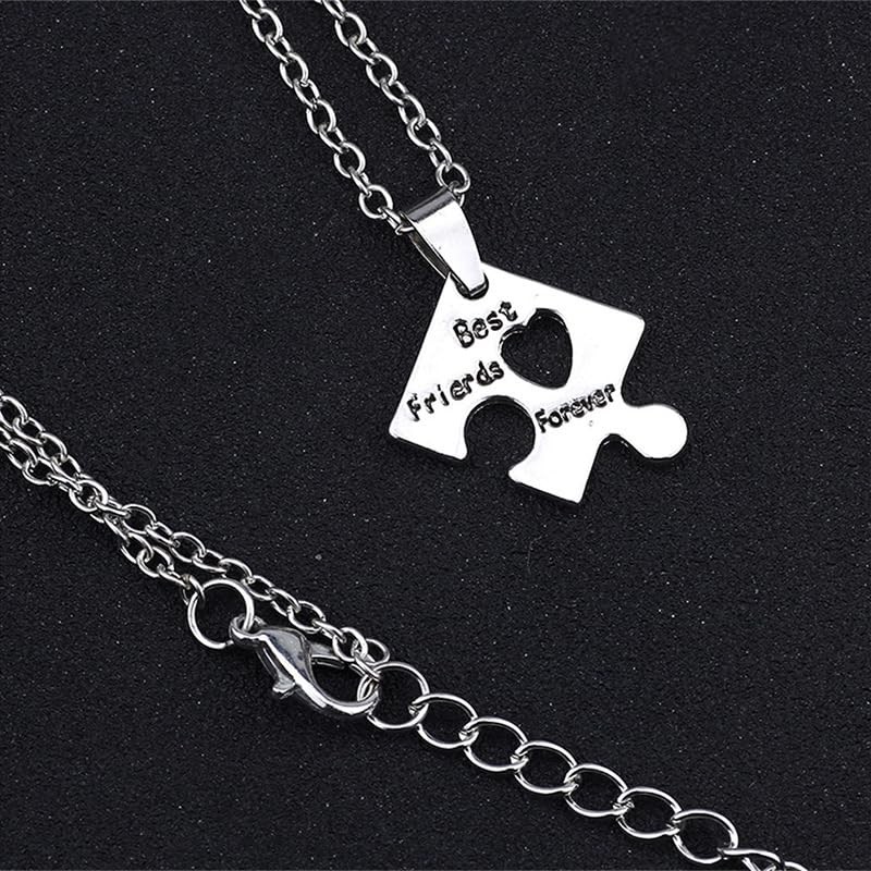 Yocoyee Multi Puzzles Best Friends Forever Necklaces Stainless Steel Engraved