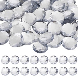 HOBBIESAY 100Pcs Flat Back Rhinestones 25mm Round Faceted Cabochons Rhinestones Circle Gems Clear Rhinestones Cabochons Decoration Round Flat Back Gems Crystal for Nail Art Jewelry Making