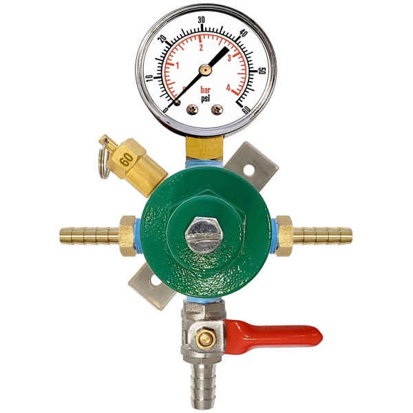 CHI COMPANY SECONDARY CO2 REGULATOR -3/8" BARB w SHUT OFF
