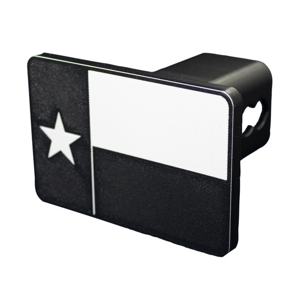 Texas State Flag Trailer Hitch Cover, Black & White (Fits