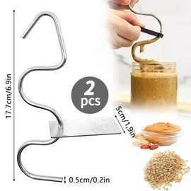 Pack of 2 Peanut Butter Stirrer, Stainless Steel Nut Butter Mixer, Peanut Butter Mixer, Stirrer and Scraper for Mixing Different Butter, Peanuts, Almonds, Nut Butter, Stirrer
